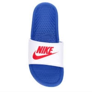 Nike white slides,  ladies size 9, mens 7